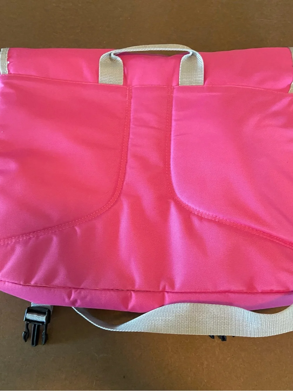 Bright Pink Women's Laptop Messenger Bag with Contrast Trim